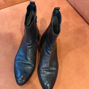 Costume National Black Leather Ankle Boots size 7.